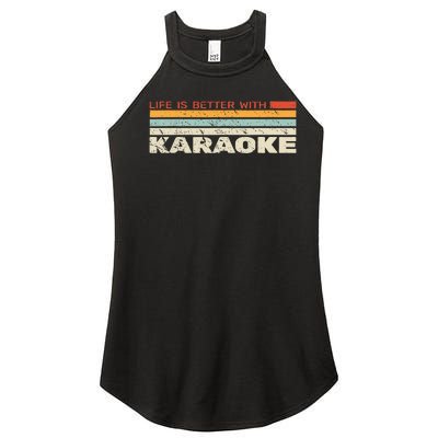 Life Is Better With Karaoke Vintage Microphone Music Singer Women’s Perfect Tri Rocker Tank