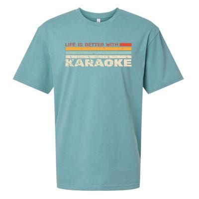 Life Is Better With Karaoke Vintage Microphone Music Singer Sueded Cloud Jersey T-Shirt