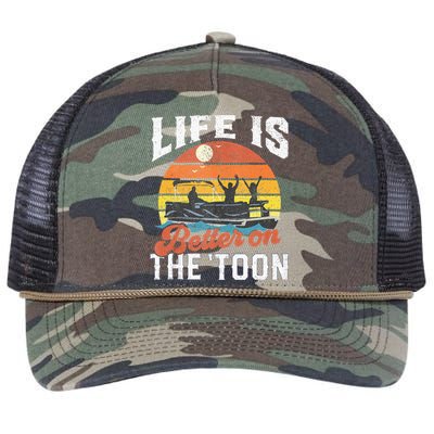 Life Is Better On The Toon Pontoon Boat Boating Gift For Dad Retro Rope Trucker Hat Cap