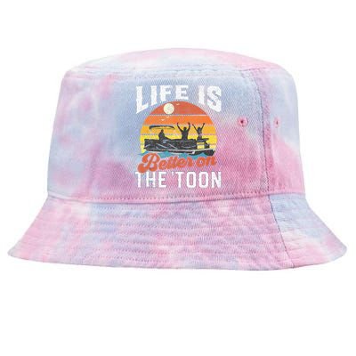 Life Is Better On The Toon Pontoon Boat Boating Gift For Dad Tie-Dyed Bucket Hat