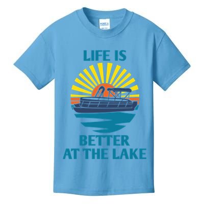 Life Is Better At The Lake Pontoon Boat Pontooning Lake Love Great Gift Kids T-Shirt