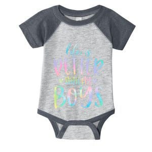 Life Is Better With My Boy Mom Of Boy Gifts Tie Dye Long Infant Baby Jersey Bodysuit