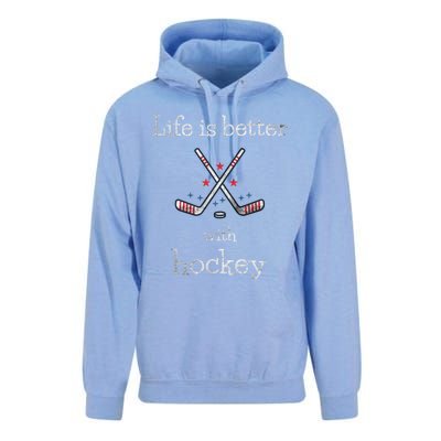 Life Is Better With Hockey Sports Lover Game Day Hockey Gift Unisex Surf Hoodie