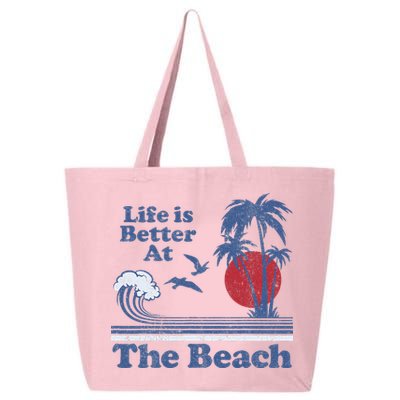 Life Is Better At The Beach Retro Vintage 80s 70s Vacation 25L Jumbo Tote