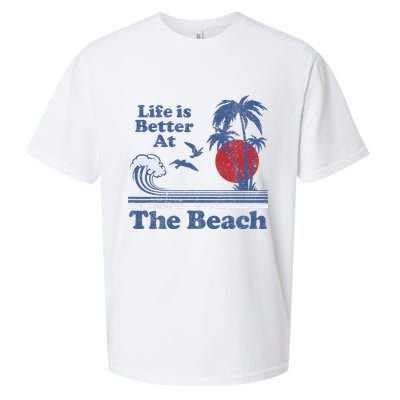 Life Is Better At The Beach Retro Vintage 80s 70s Vacation Sueded Cloud Jersey T-Shirt