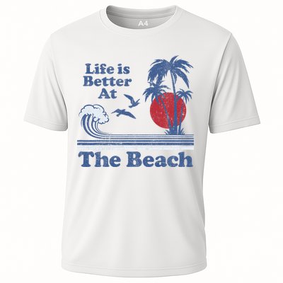 Life Is Better At The Beach Retro Vintage 80s 70s Vacation Performance Shirt