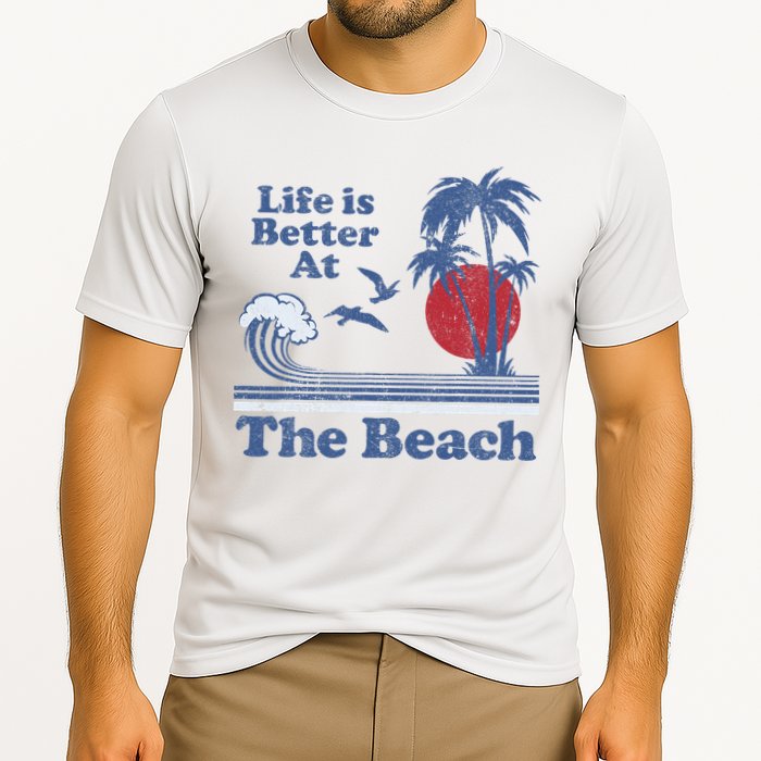 Life Is Better At The Beach Retro Vintage 80s 70s Vacation Performance Shirt