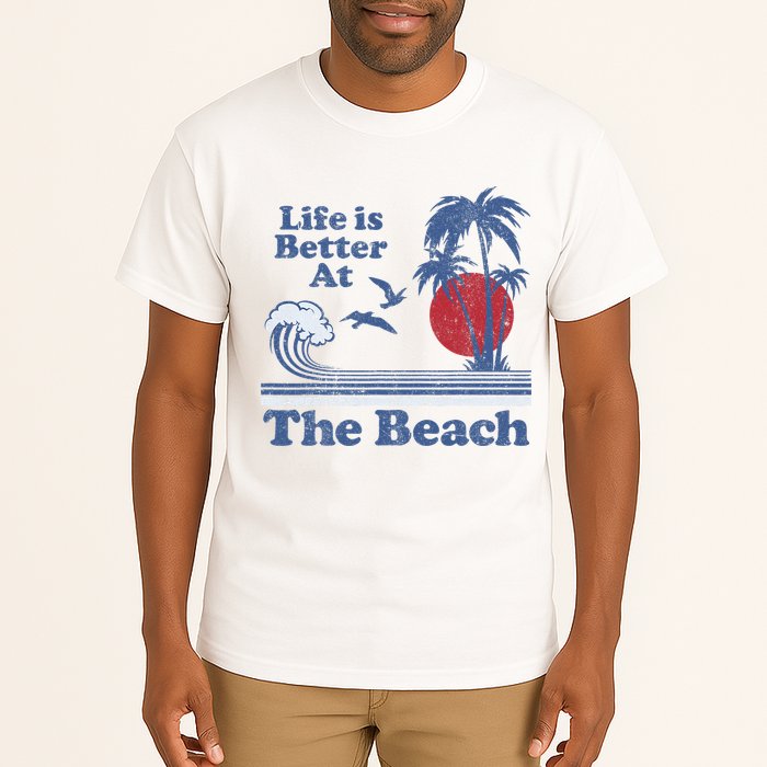 Life Is Better At The Beach Retro Vintage 80s 70s Vacation Tall T-Shirt
