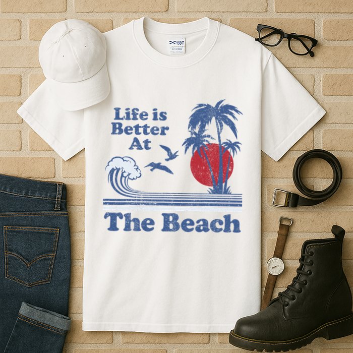 Life Is Better At The Beach Retro Vintage 80s 70s Vacation Tall T-Shirt