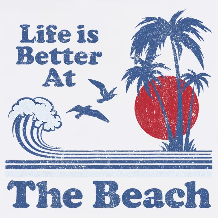 Life Is Better At The Beach Retro Vintage 80s 70s Vacation Tall T-Shirt