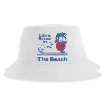 Life Is Better At The Beach Retro Vintage 80s 70s Vacation Sustainable Bucket Hat