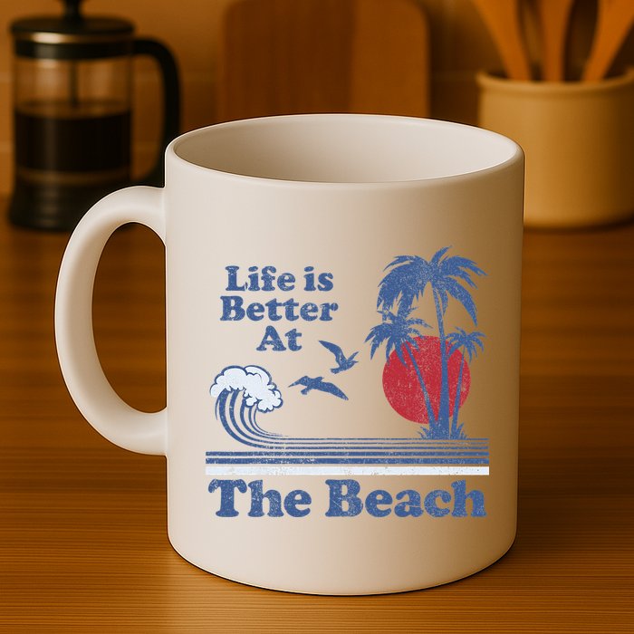 Life Is Better At The Beach Retro Vintage 80s 70s Vacation Mug