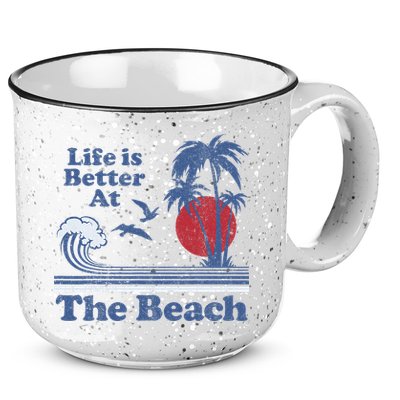 Life Is Better At The Beach Retro Vintage 80s 70s Vacation 15oz Campfire Ceramic Mug