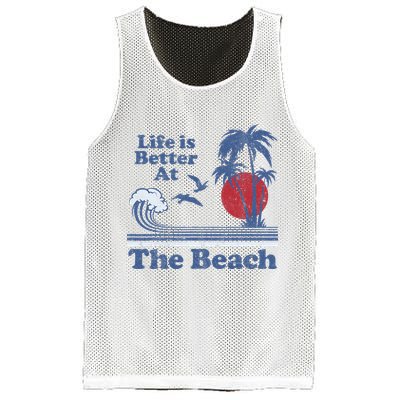 Life Is Better At The Beach Retro Vintage 80s 70s Vacation Mesh Reversible Basketball Jersey Tank
