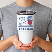 Life Is Better At The Beach Retro Vintage 80s 70s Vacation Tumbler