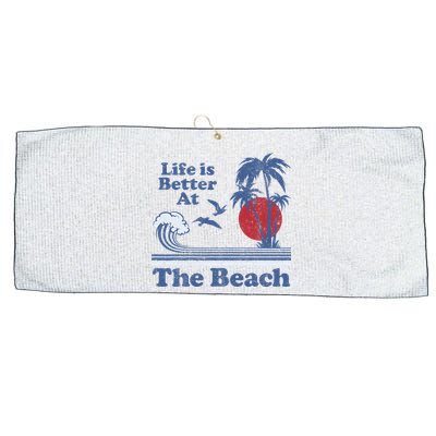 Life Is Better At The Beach Retro Vintage 80s 70s Vacation Large Microfiber Waffle Golf Towel