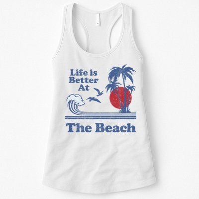 Life Is Better At The Beach Retro Vintage 80s 70s Vacation Womens Tank Top