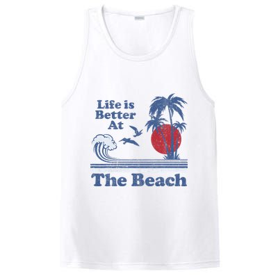 Life Is Better At The Beach Retro Vintage 80s 70s Vacation PosiCharge Competitor Tank