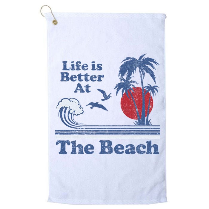 Life Is Better At The Beach Retro Vintage 80s 70s Vacation Golf Towel