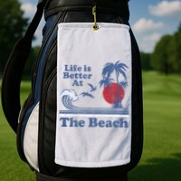 Life Is Better At The Beach Retro Vintage 80s 70s Vacation Golf Towel
