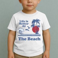 Life Is Better At The Beach Retro Vintage 80s 70s Vacation Toddler T-Shirt
