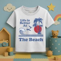 Life Is Better At The Beach Retro Vintage 80s 70s Vacation Toddler T-Shirt