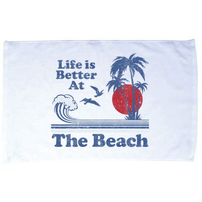 Life Is Better At The Beach Retro Vintage 80s 70s Vacation Microfiber Hand Towel