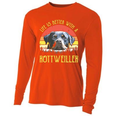 Life Is Better With A Rottweiler Dog Lover Gift Cooling Performance Long Sleeve Crew