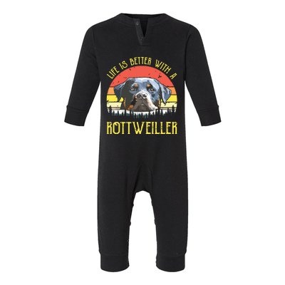 Life Is Better With A Rottweiler Dog Lover Gift Infant Fleece One Piece