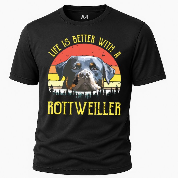 Life Is Better With A Rottweiler Dog Lover Gift Cooling Performance Crew T-Shirt