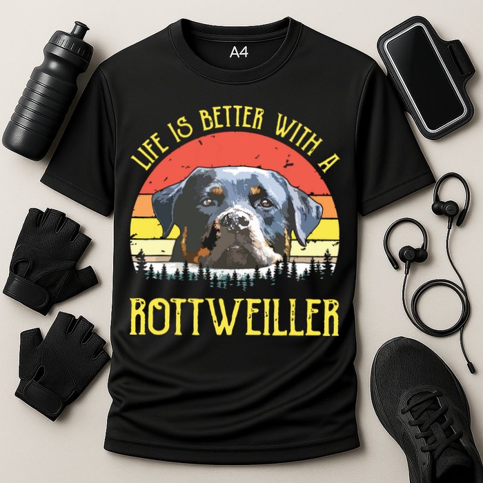 Life Is Better With A Rottweiler Dog Lover Gift Cooling Performance Crew T-Shirt