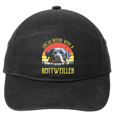 Life Is Better With A Rottweiler Dog Lover Gift 7-Panel Snapback Hat