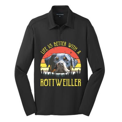 Life Is Better With A Rottweiler Dog Lover Gift Silk Touch Performance Long Sleeve Polo