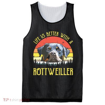 Life Is Better With A Rottweiler Dog Lover Gift Mesh Reversible Basketball Jersey Tank