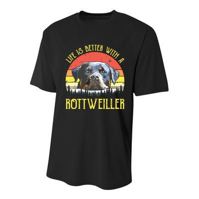Life Is Better With A Rottweiler Dog Lover Gift Youth Performance Sprint T-Shirt