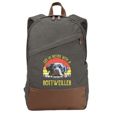 Life Is Better With A Rottweiler Dog Lover Gift Cotton Canvas Backpack