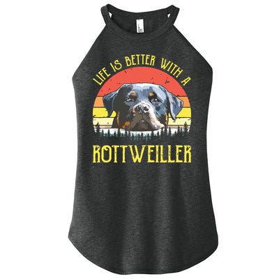 Life Is Better With A Rottweiler Dog Lover Gift Women's Perfect Tri Rocker Tank
