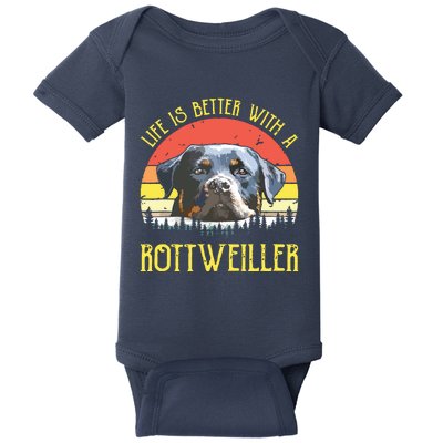 Life Is Better With A Rottweiler Dog Lover Gift Baby Bodysuit