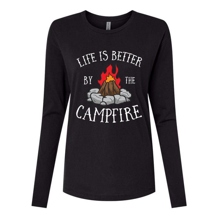 Life Is Better By The Campfire Scouts Camping Campfire Womens Cotton Relaxed Long Sleeve T-Shirt