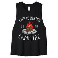 Life Is Better By The Campfire Scouts Camping Campfire Women's Racerback Cropped Tank