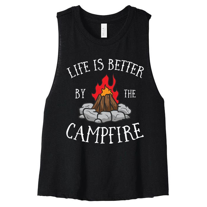 Life Is Better By The Campfire Scouts Camping Campfire Women's Racerback Cropped Tank