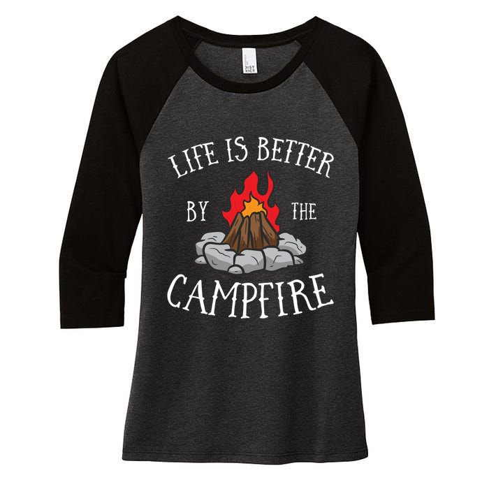 Life Is Better By The Campfire Scouts Camping Campfire Women's Tri-Blend 3/4-Sleeve Raglan Shirt