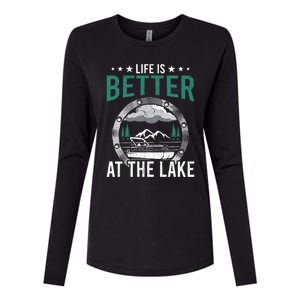 Life Is Better At The Lake Pontoon Boat Pontooning Gift Womens Cotton Relaxed Long Sleeve T-Shirt