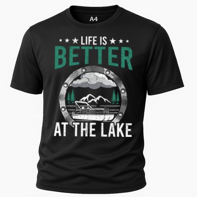 Life Is Better At The Lake Pontoon Boat Pontooning Gift Performance Shirt