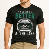 Life Is Better At The Lake Pontoon Boat Pontooning Gift Cooling Performance Crew T-Shirt