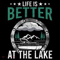 Life Is Better At The Lake Pontoon Boat Pontooning Gift Sustainable Bucket Hat