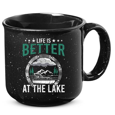 Life Is Better At The Lake Pontoon Boat Pontooning Gift 15oz Campfire Ceramic Mug