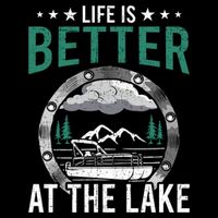 Life Is Better At The Lake Pontoon Boat Pontooning Gift Drawstring Bag