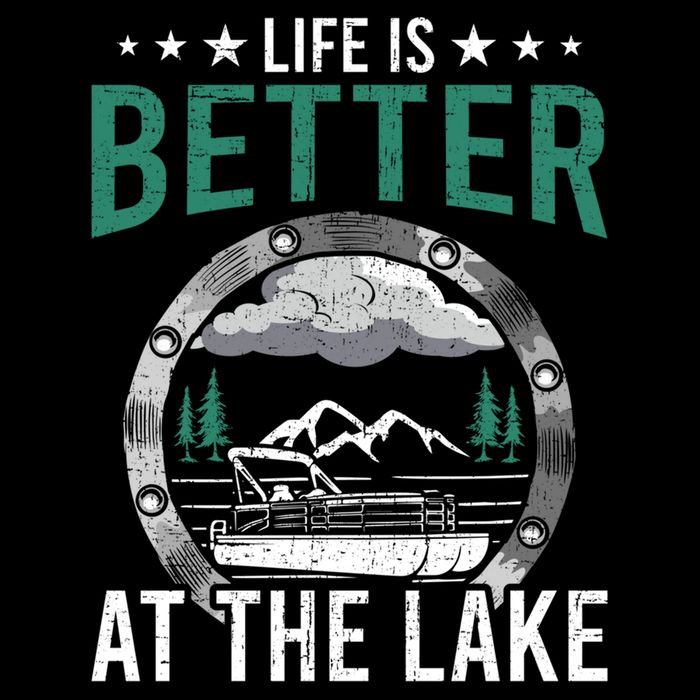 Life Is Better At The Lake Pontoon Boat Pontooning Gift Drawstring Bag