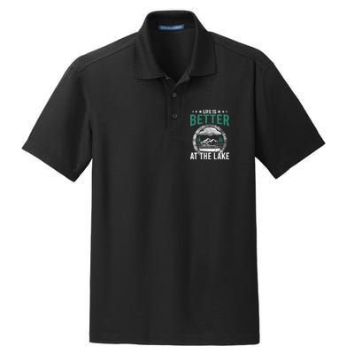 Life Is Better At The Lake Pontoon Boat Pontooning Gift Dry Zone Grid Polo